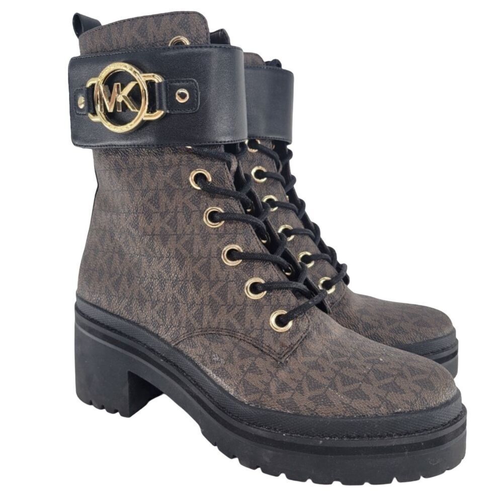 Michael Kors Womens 'Rory' Heeled Ankle Boots Dark Brown Black 6 - Picture 4 of 16